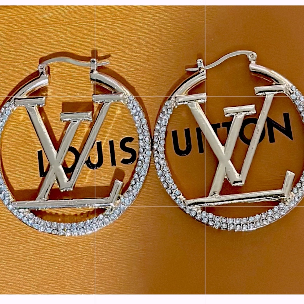 Silver 18kt GP (5cm)Monogram LV Hoop Earrings